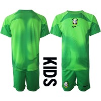 Camiseta Brasil Portero Visitante Equipación para niños Mundial 2022 manga corta (+ pantalones cortos)